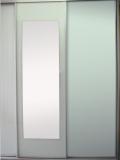 Vinyl back sliding glass door with mirror insert